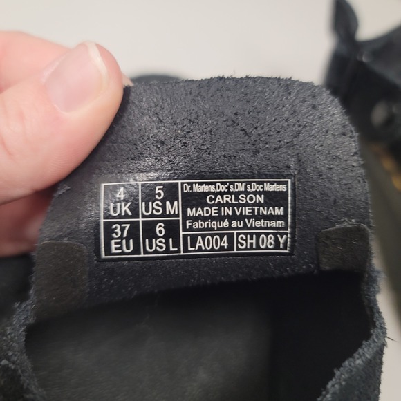 Doc Martens Unisex Suede Leather Carlson Mule Size 6 L 5 M Black Buckle Round - Picture 8 of 11